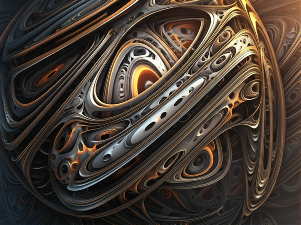 Surreal digital illustration of metallic structure.