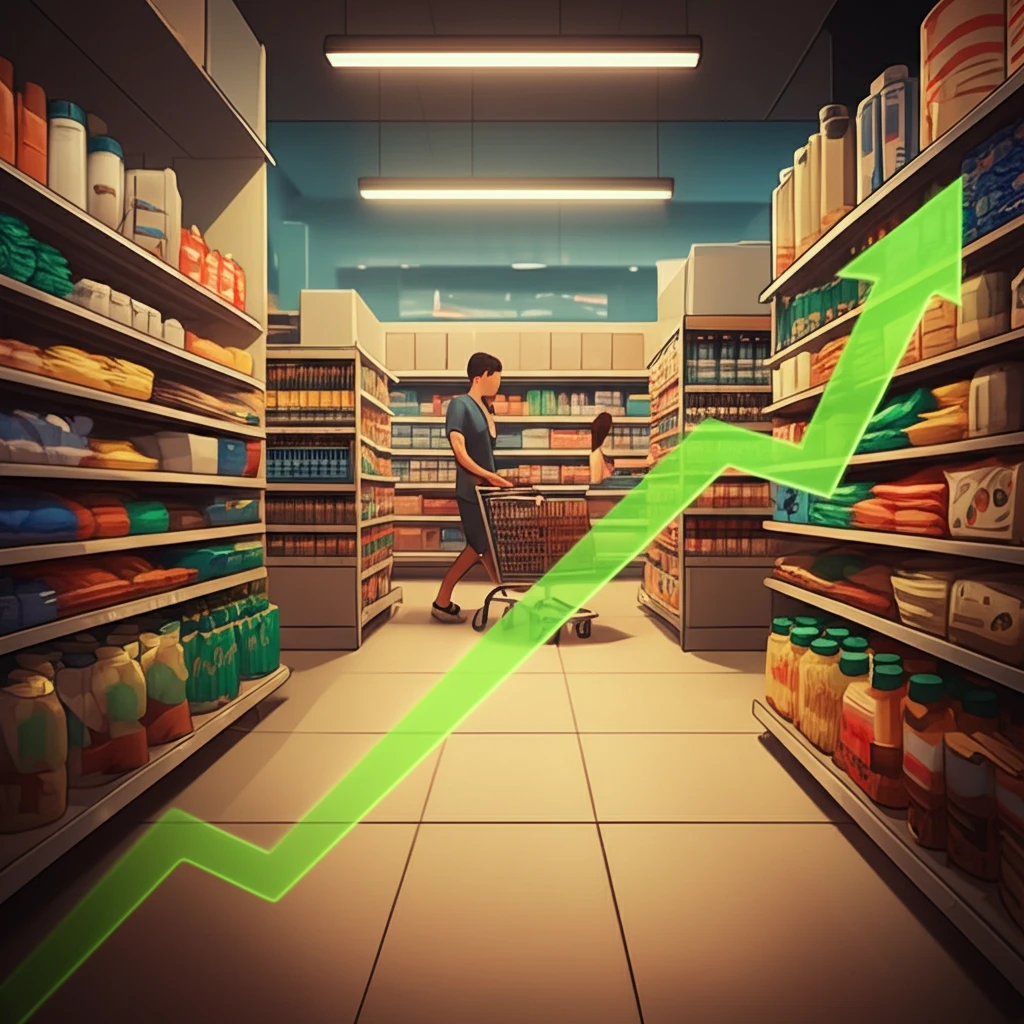 Bright and modern small supermarket with strategic product placements.