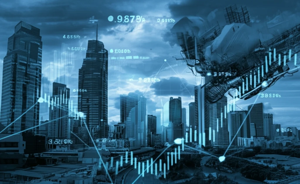 Real estate market trends visualized as a stock market graph
