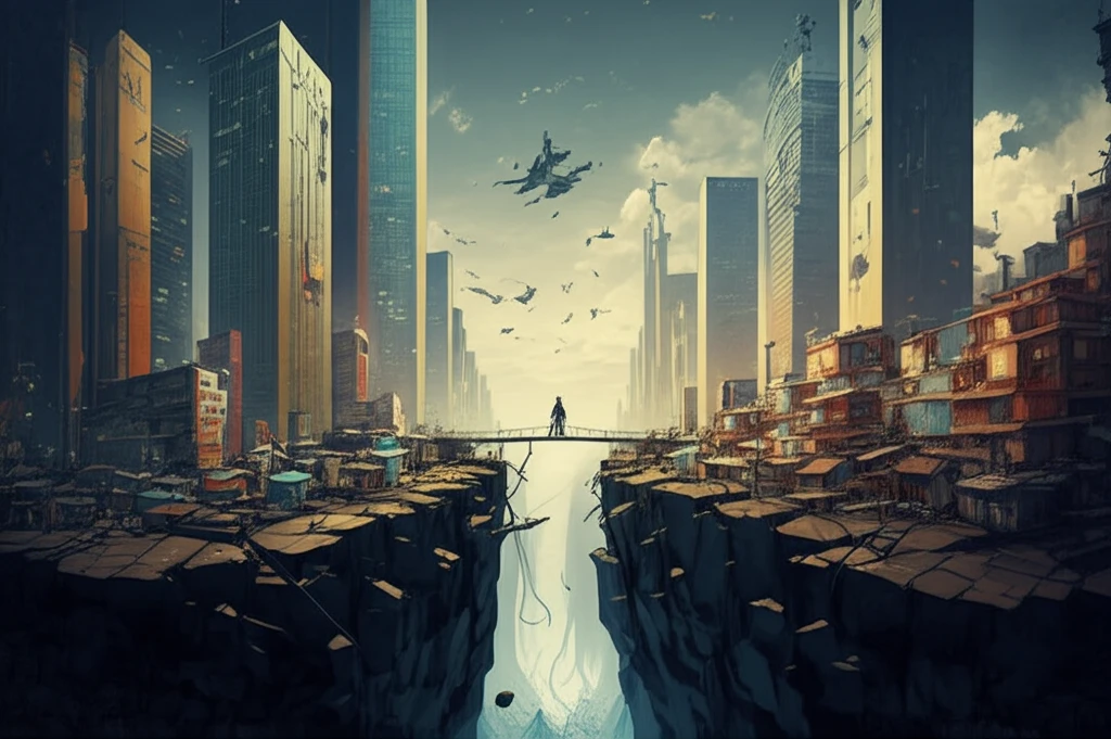 A visual representation of the economic divide, symbolizing the challenge of bridging the gap between rich and poor.