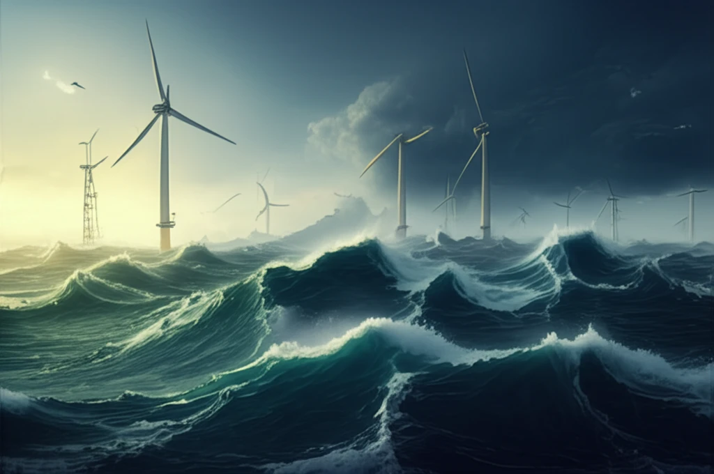 Offshore wind farm facing extreme wave conditions.