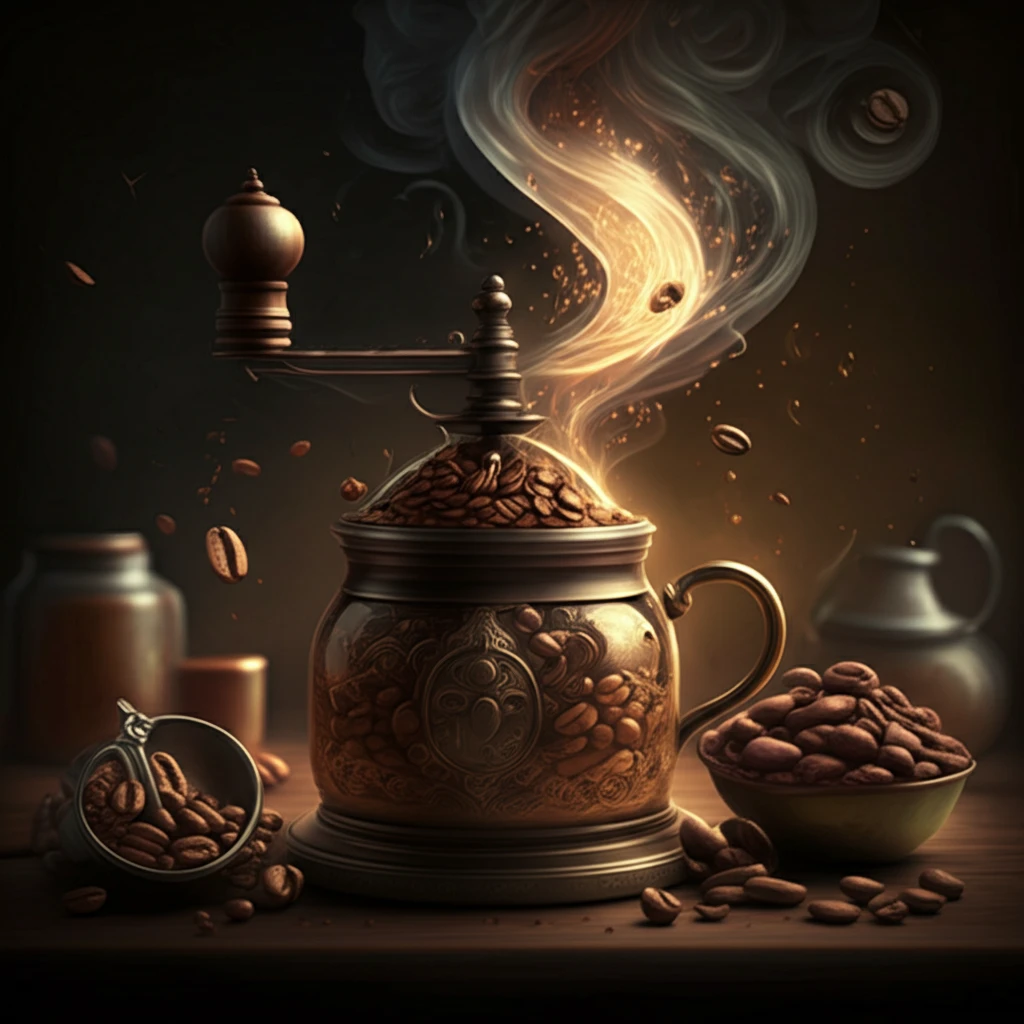Freshly ground coffee and cocoa beans release rich aromas.