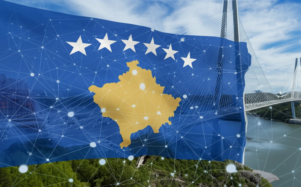 International cooperation bridges in the Balkans, showcasing Kosovo's flag