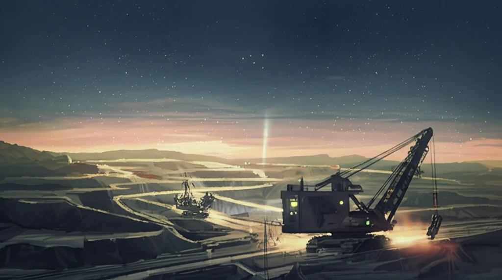 Futuristic mining operation with advanced equipment