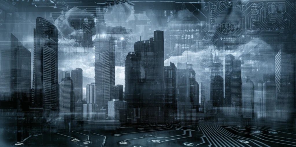 Digital Cityscape: A futuristic cityscape interwoven with digital circuits, representing the convergence of civil engineering and digital technology.