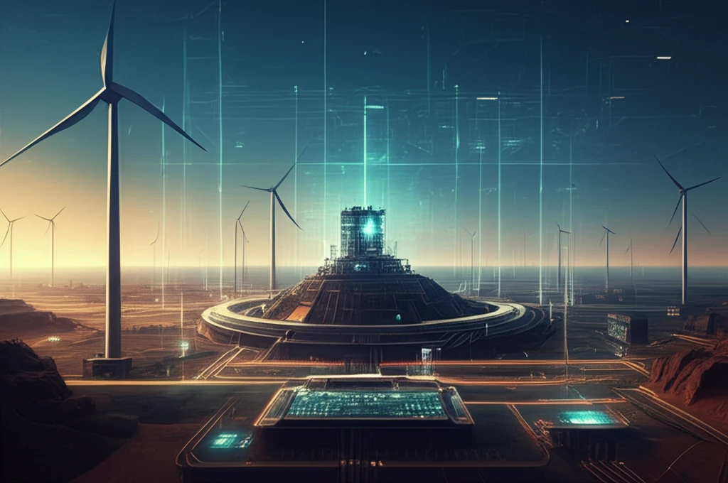 Wind farm integrated into a futuristic smart grid