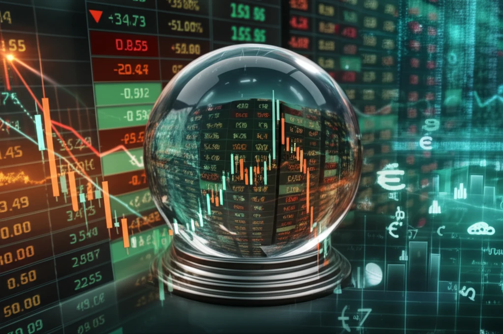 Options trading volume indicators visualized as a crystal ball.