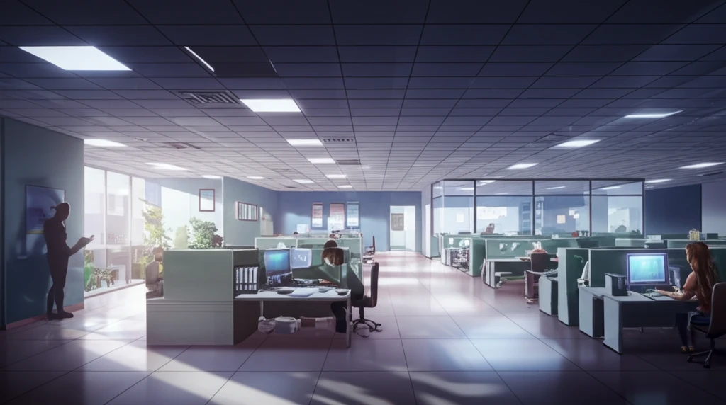 A surreal illustration depicting the balance between transparency and privacy in the modern workplace.