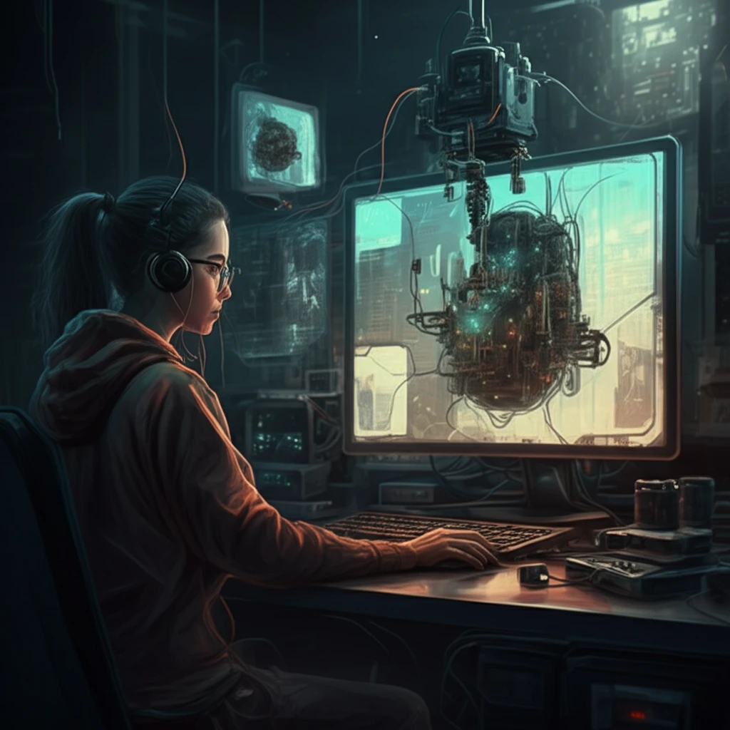 Student remotely operating laboratory equipment.