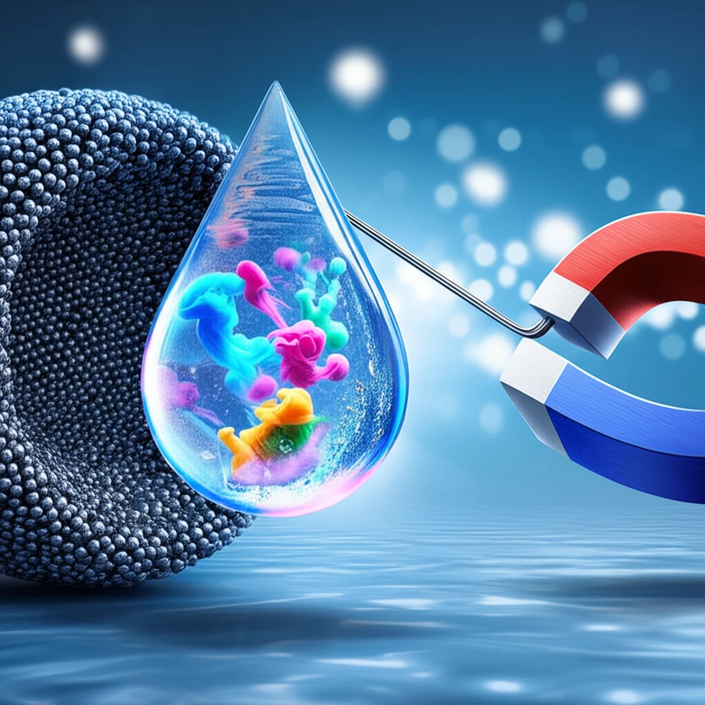 Magnetic nanoparticles cleaning polluted water.