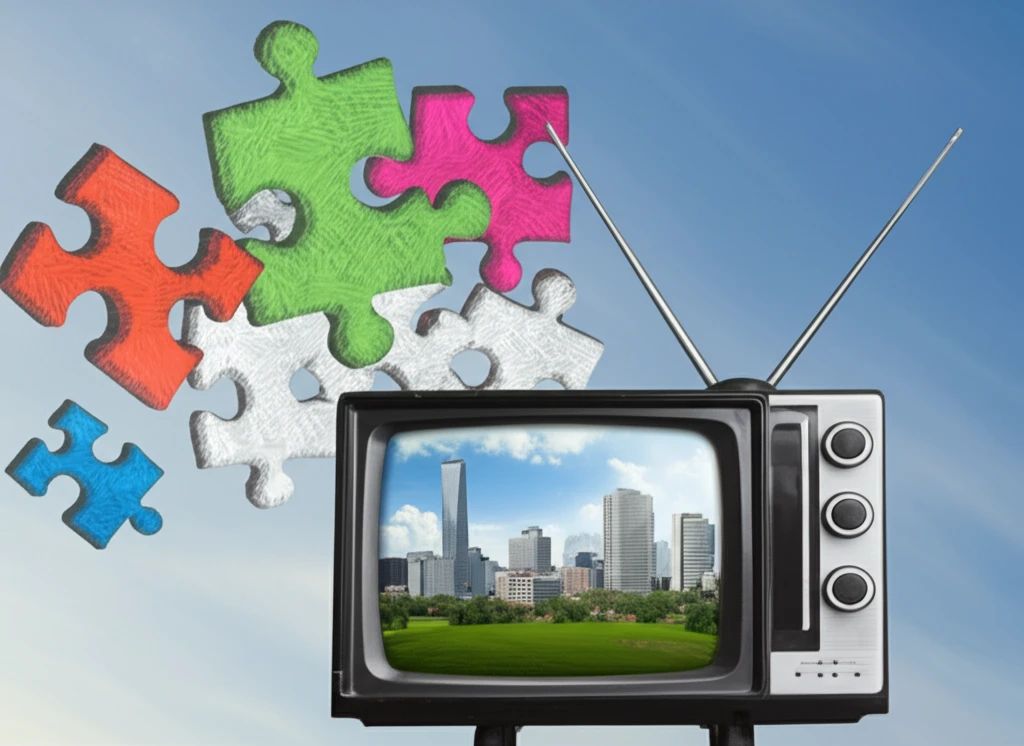 Surreal image depicting media influence on political landscape.