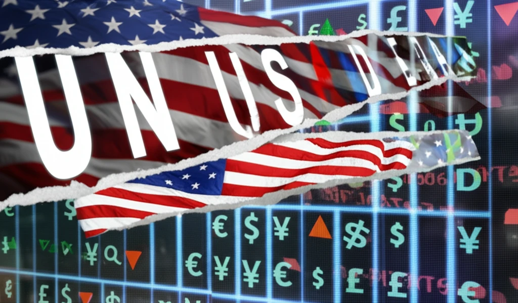 Stock market ticker tape with U.S. presidential election banner