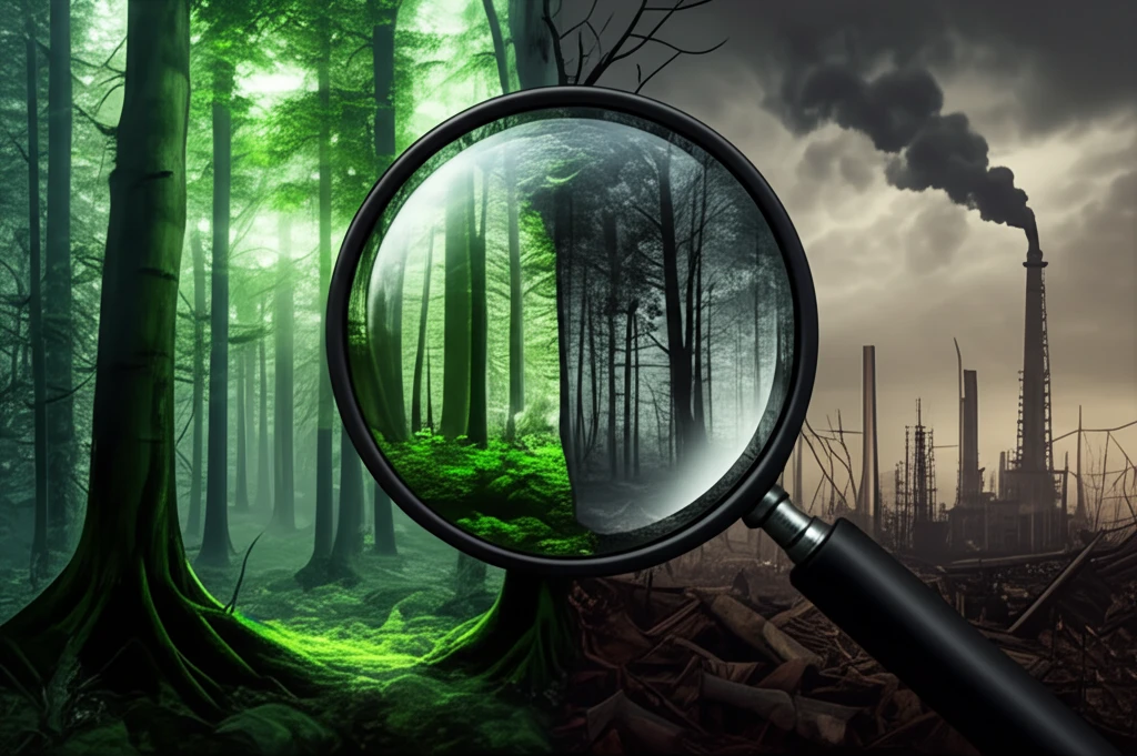 Green forest turning into industrial wasteland
