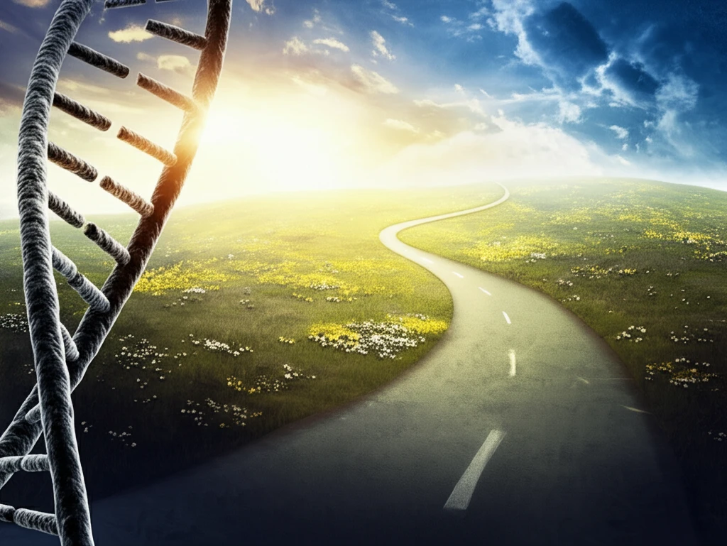 Symbolic image of a path from darkness to light representing melanoma treatment success.