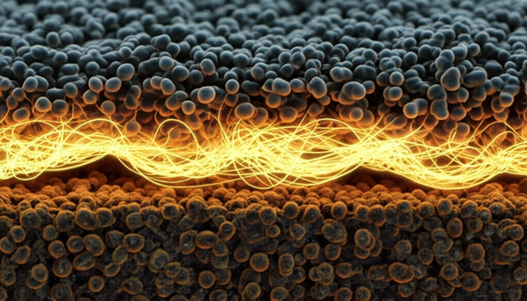 Microscopic view of clay soil stabilized with biomass silica.