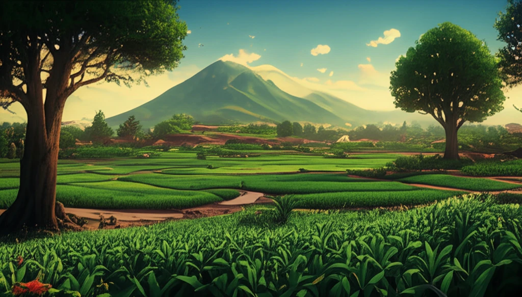 Resilient farmland in a disaster-prone area symbolizes sustainable farming.