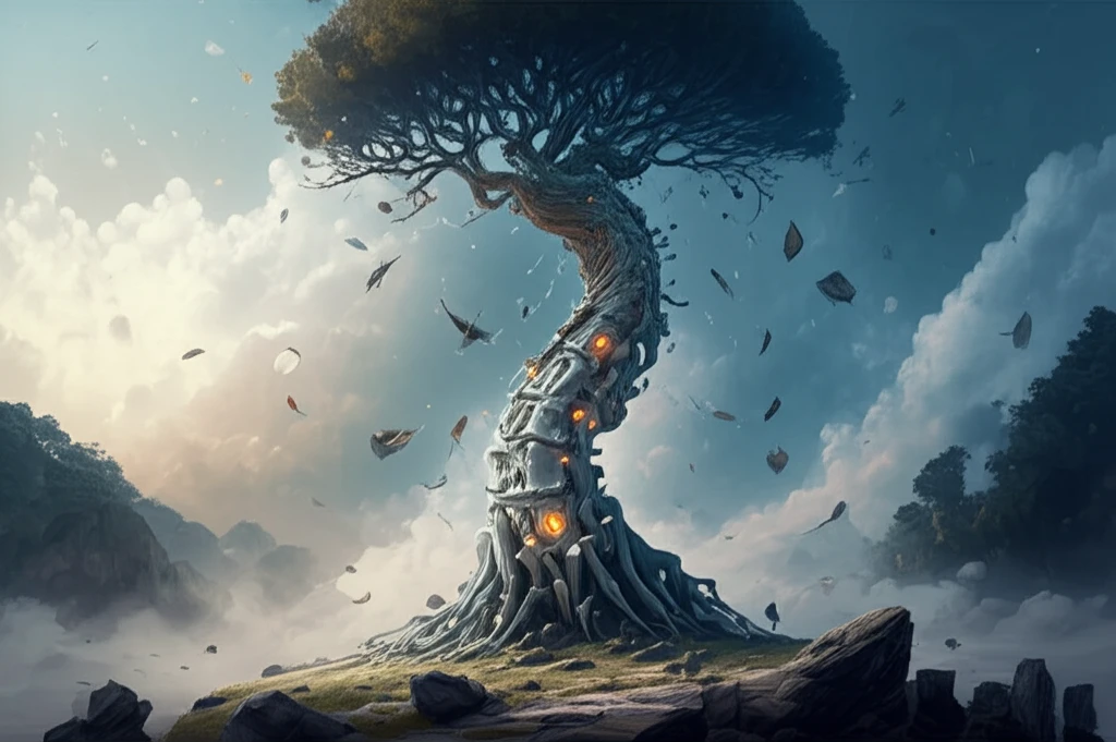 Resilient spine transforming into a tree, symbolizing growth