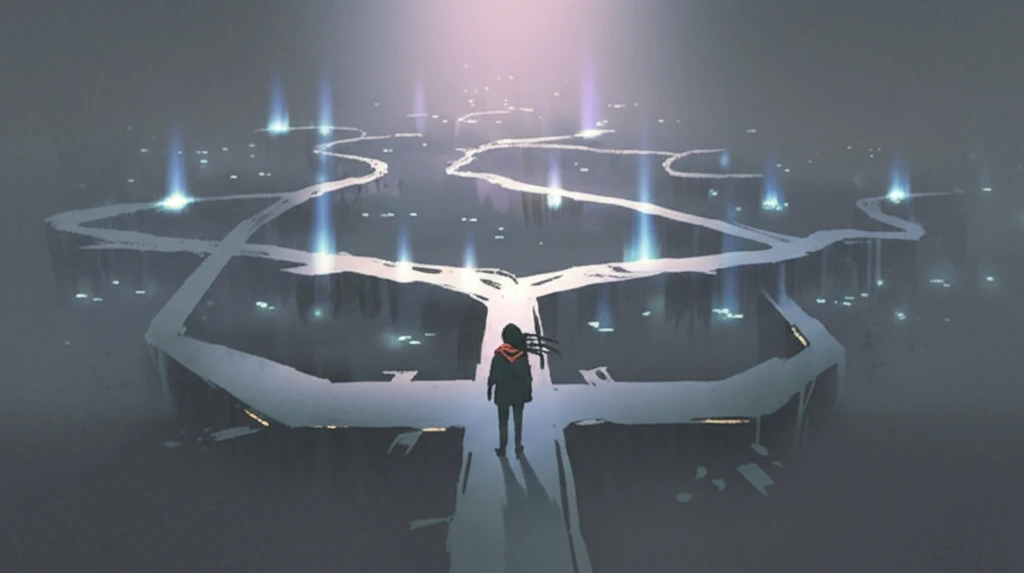 A person at a crossroads, symbolizing decision-making.