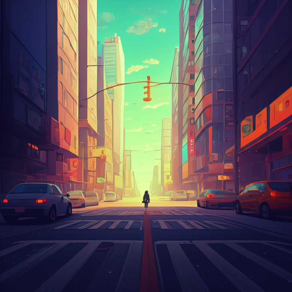 City street transforming into a green landscape