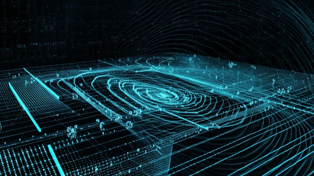 Surreal illustration of economic model classifying data using SVM