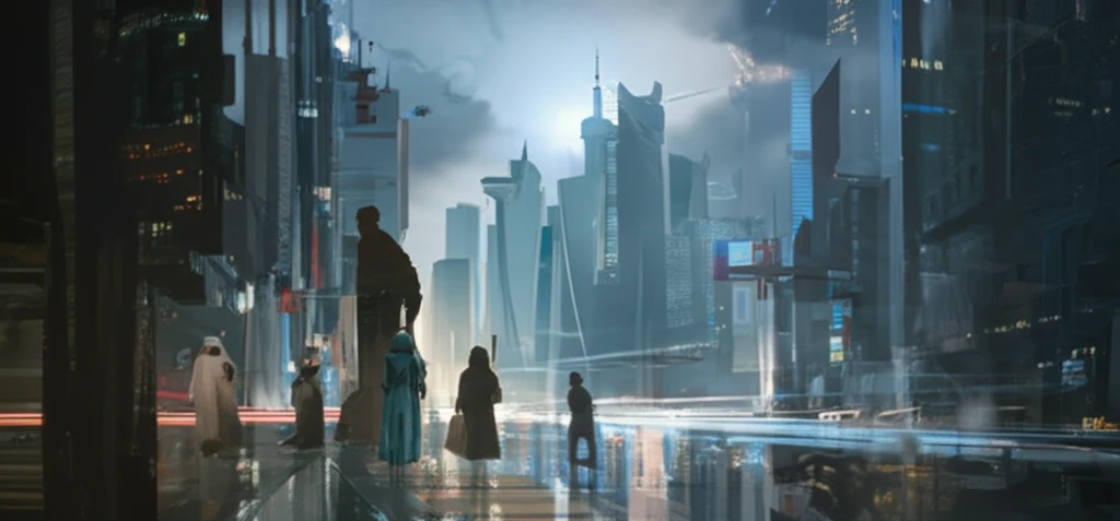 Futuristic cityscape blending Arabian architecture with technology, symbolizing Qatar and UAE's knowledge economy.