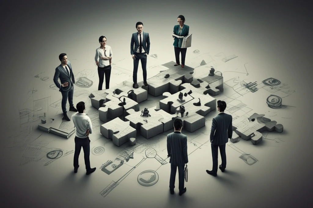 Diverse team members seamlessly connecting like puzzle pieces.