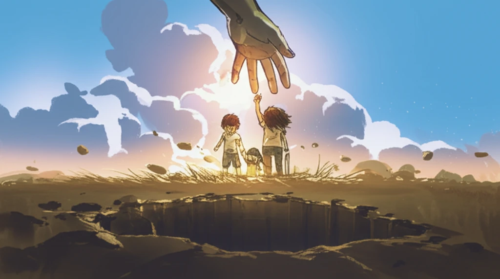 A helping hand lifting a family out of poverty.