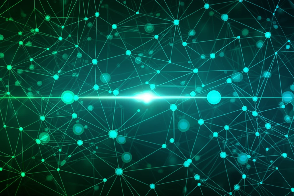 Surreal illustration of panel data analysis with interconnected nodes.