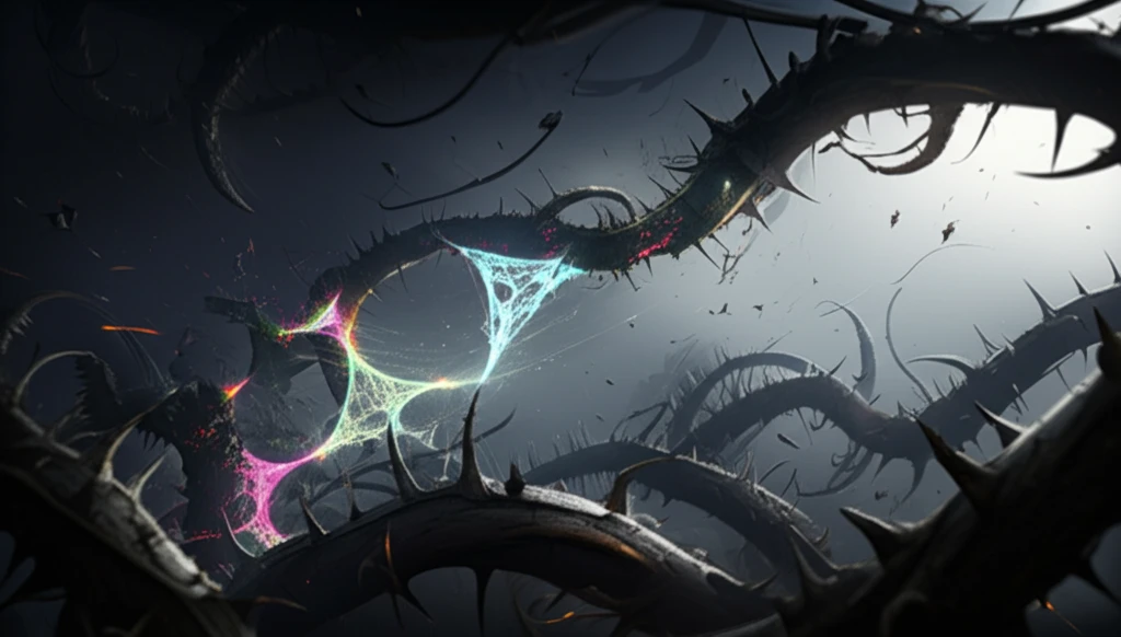 Fractured Social Network with Spreading Vines and Threads of Light