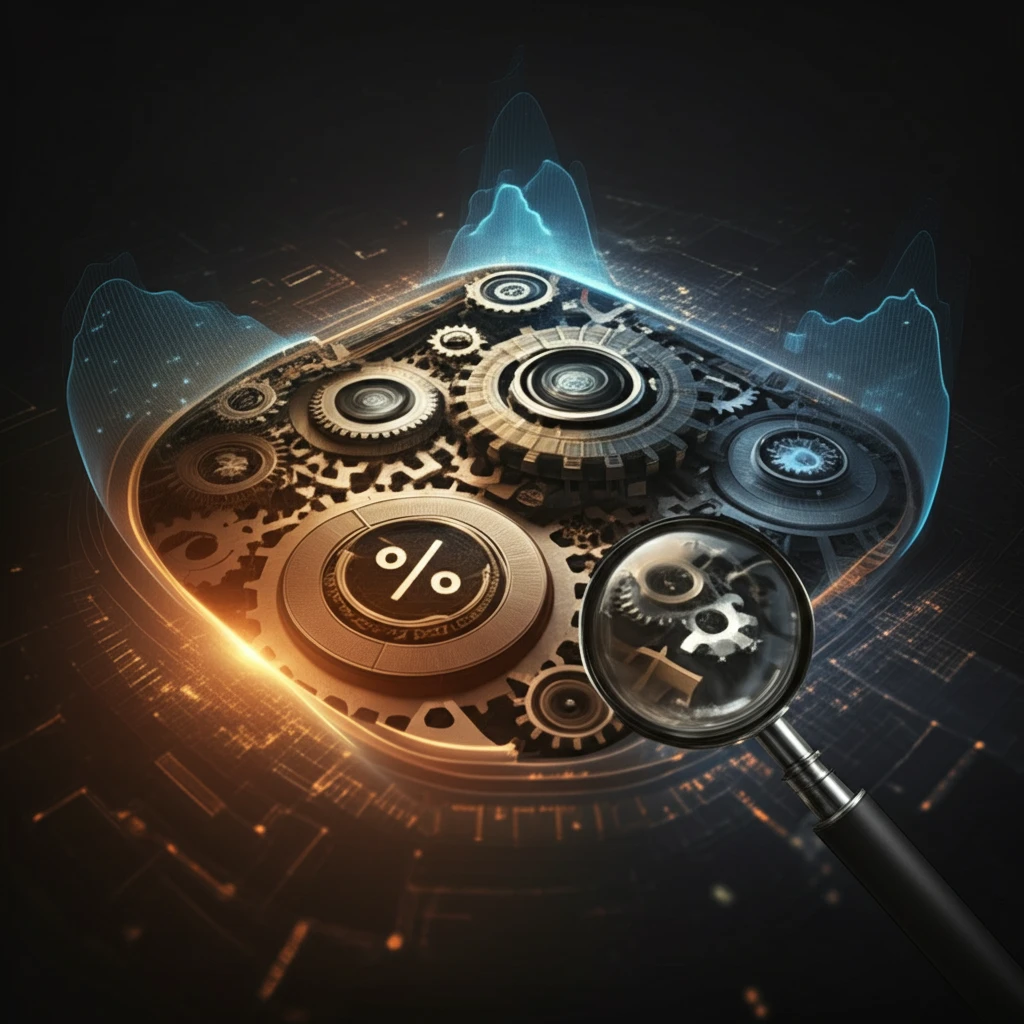 Interconnected gears turning quantile distributions, representing instrumental variable quantile regression.