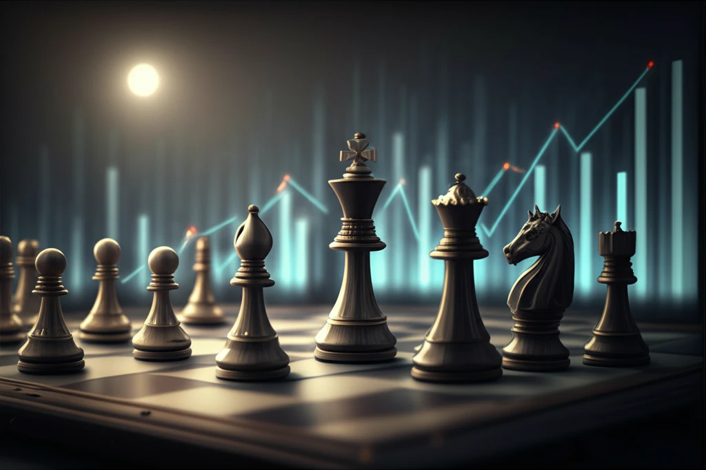 Chess game on data graph symbolizing minimax testing strategy.
