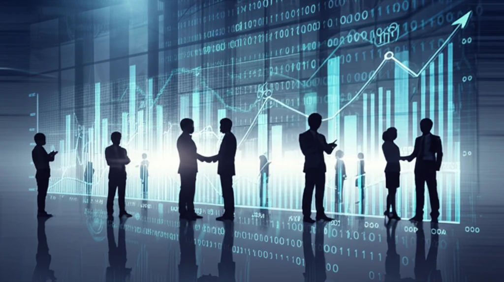 Surreal digital illustration of secret business collusion being uncovered by data science.