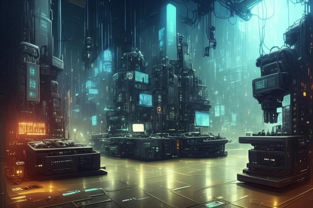 Futuristic factory illustration symbolizing resource allocation.