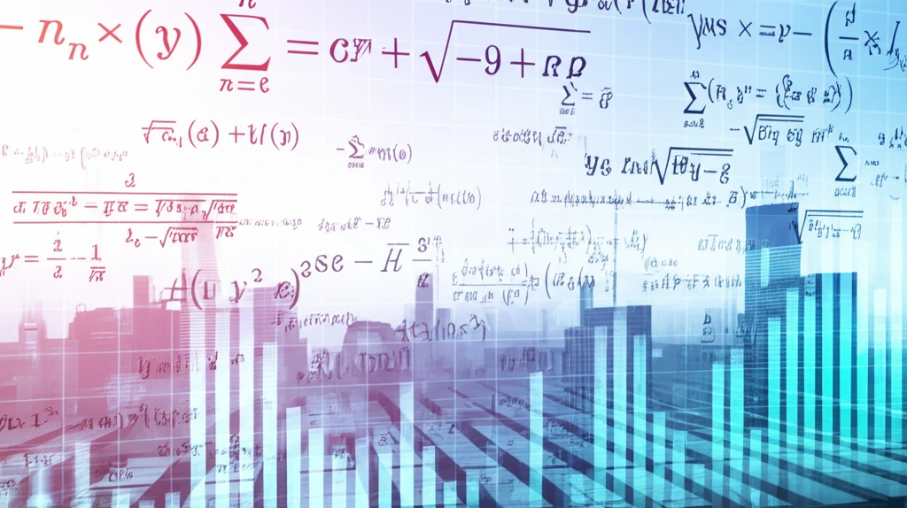 Surreal cityscape merging with autoregressive model equation, representing economic forecasting.