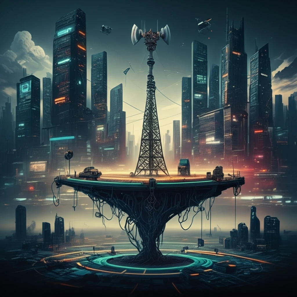 Futuristic cityscape showcasing the contrast between eMBB and URLLC 5G technologies.