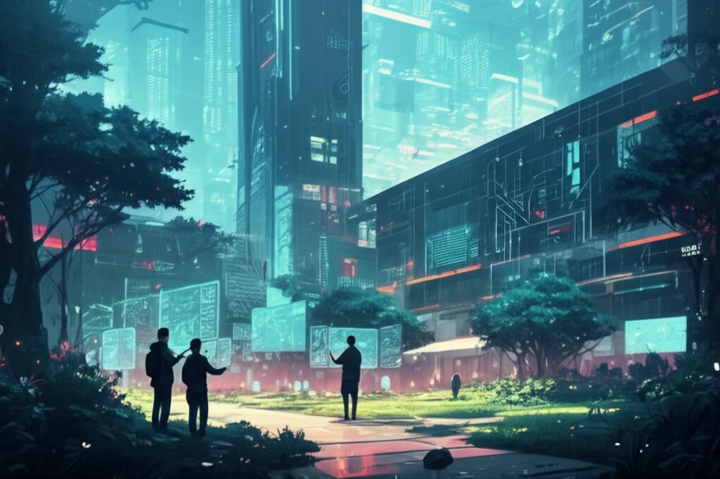 AI integrated into a futuristic university campus.