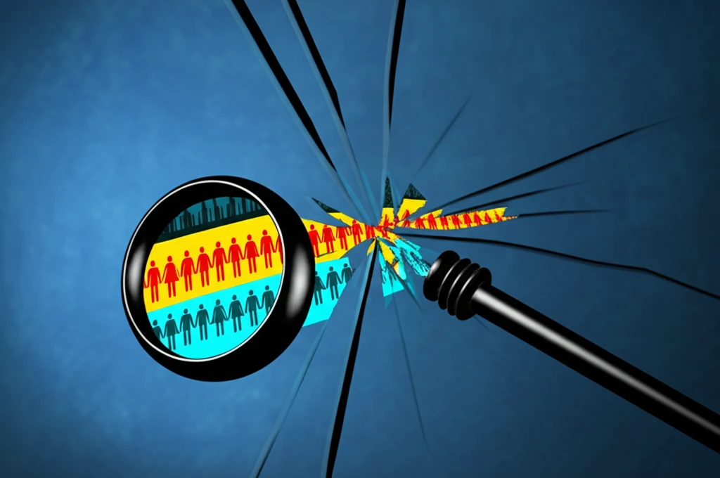 Surreal illustration showing policy evaluation through fragmented lens, representing policy improvement