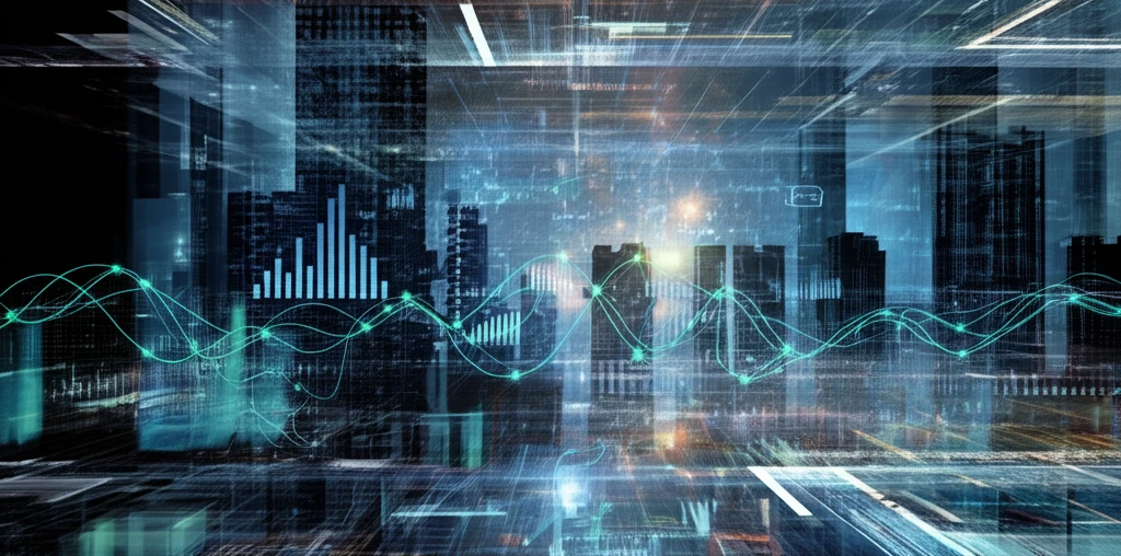 AI-powered energy forecast visualizing a futuristic city connected by smart electricity grids.