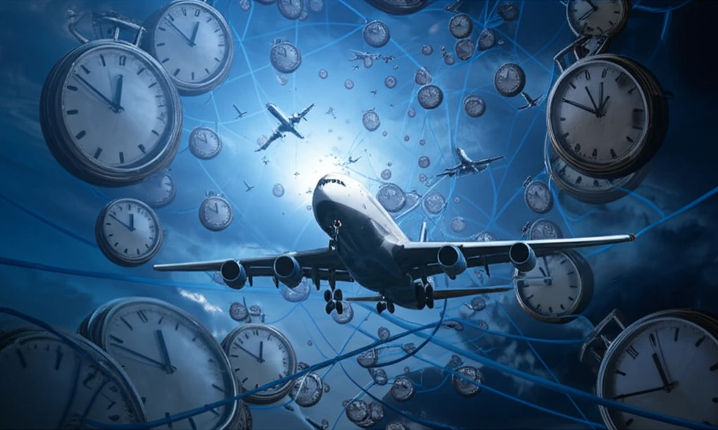 Surreal illustration of flight delays