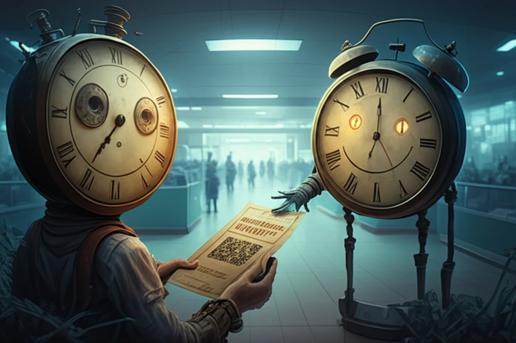 A surreal illustration of a clock guaranteeing appointment times.