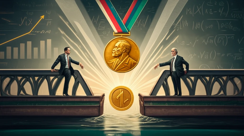 Surreal illustration of Angrist and Imbens's methodologies bridging economic theory and statistical practice.