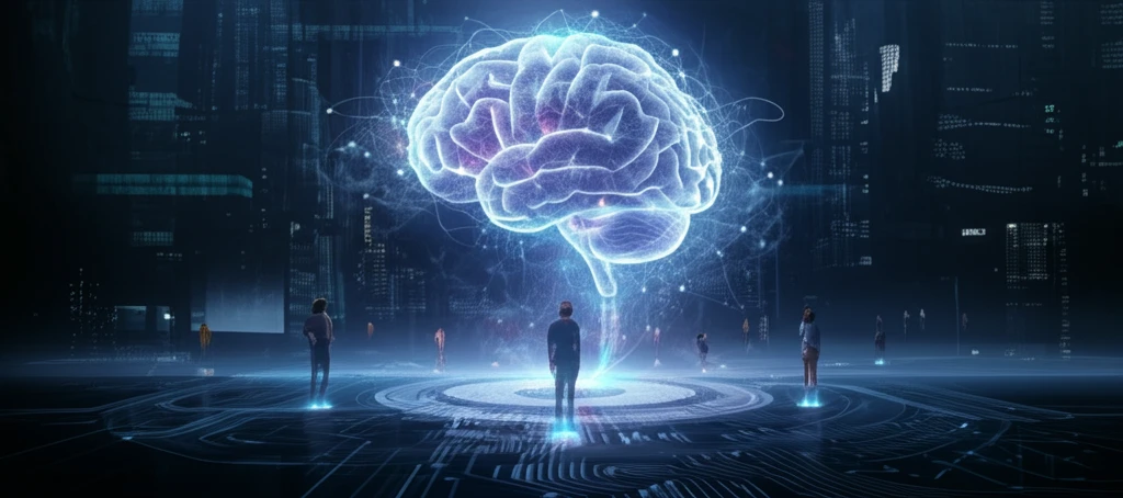 AI brain connecting with diverse users through data streams