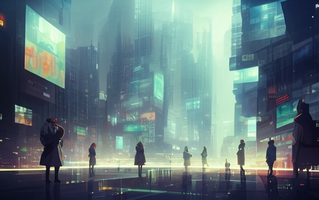 Futuristic city designed by AI, showcasing the integration of technology and society.