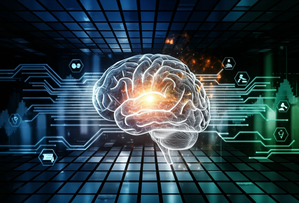 Data streams converging on a brain, symbolizing insights from causal inference.