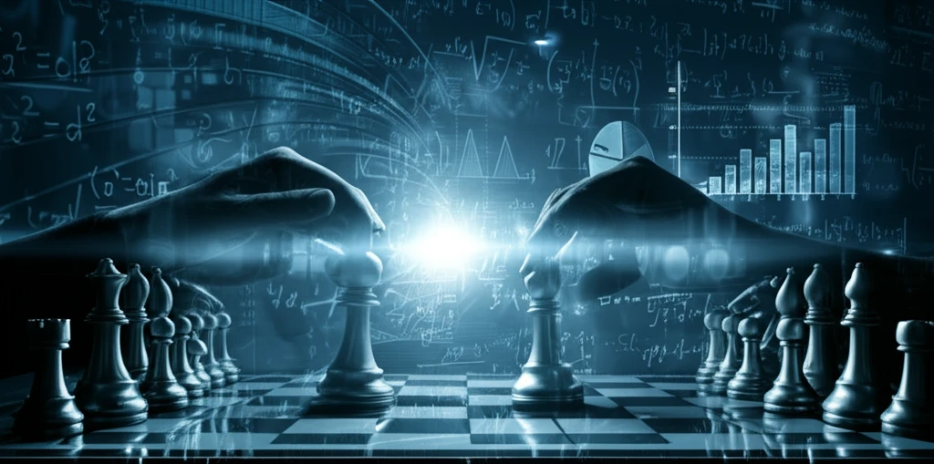 Chess players symbolizing the intersection of game theory and statistics.