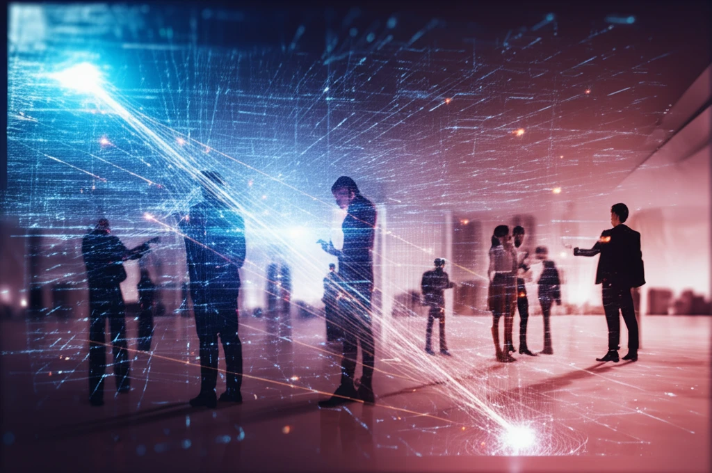 Diverse group of people connected by data lines, symbolizing optimized research.
