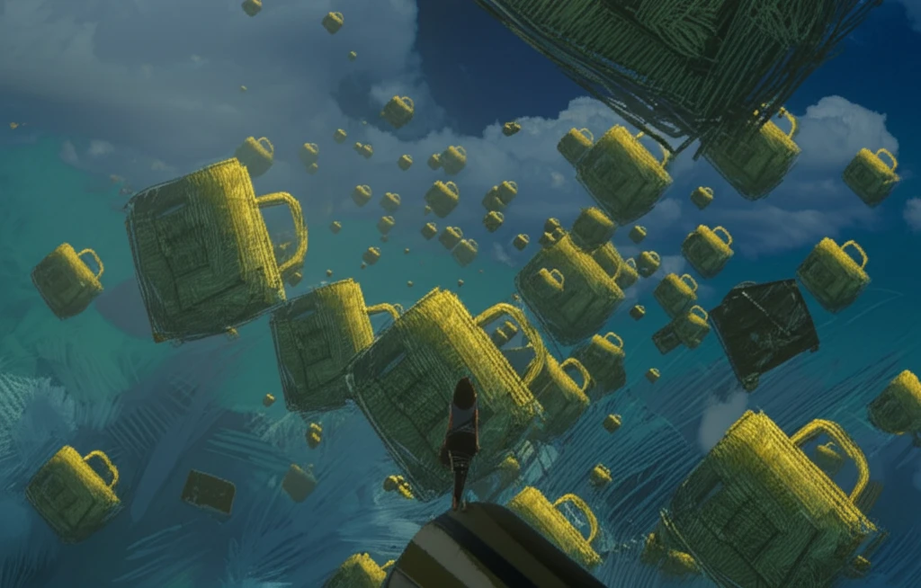 Surreal illustration of consumer choice and market analysis.