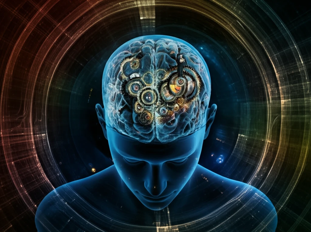Intricate clockwork gears inside a human brain, symbolizing economic models and statistical testing.
