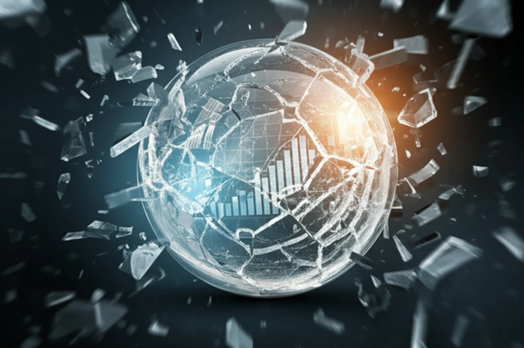 Cracked crystal ball revealing accurate economic data