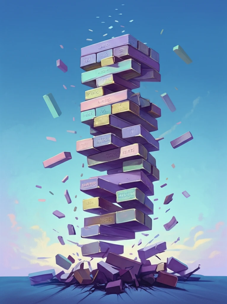 Fragile Jenga Tower Crumbling